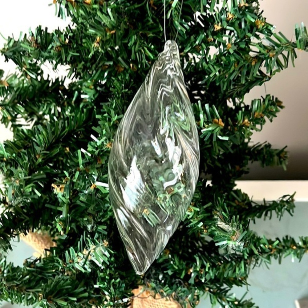 Crate & Barrel Optic Glass Drop Ornament